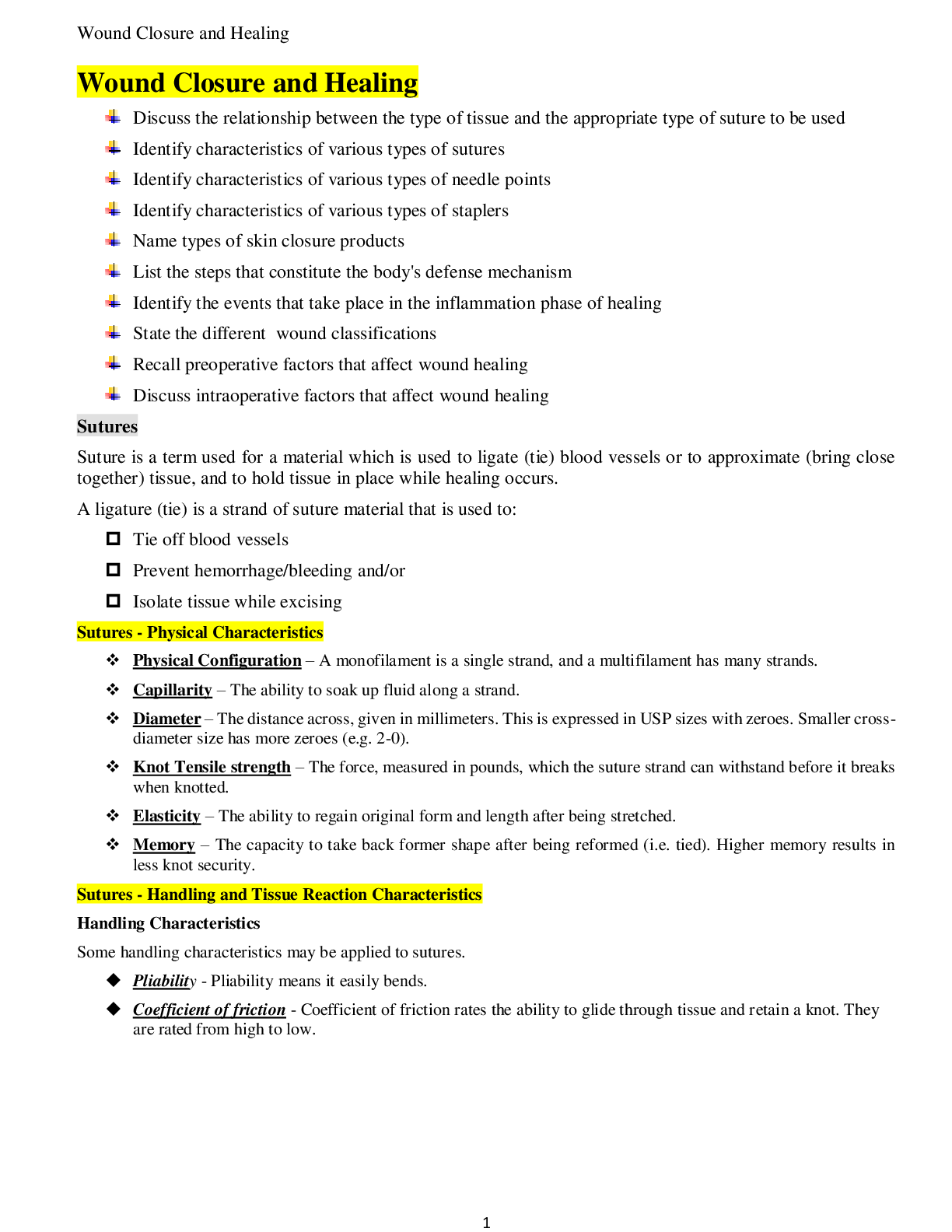 Preview image of BIO 1030 - Wound Closure and Healing Study Guide document